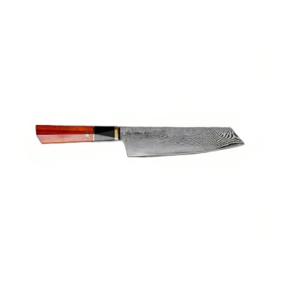 Японский нож с широким лезвием Santoku 180 mm (рукоять - красное дерево RedHart октагон)