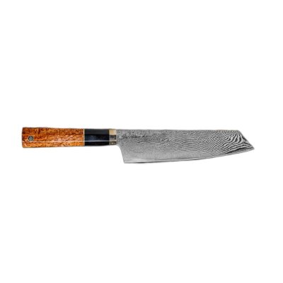Японский нож с широким лезвием Santoku 180 mm (рукоять - карельская береза октагон)
