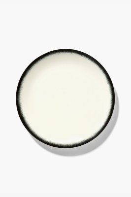 Комплект из 2-ух обеденных тарелок Serax DE, D24 см, кремовый/черный вариант №2, фарфор
