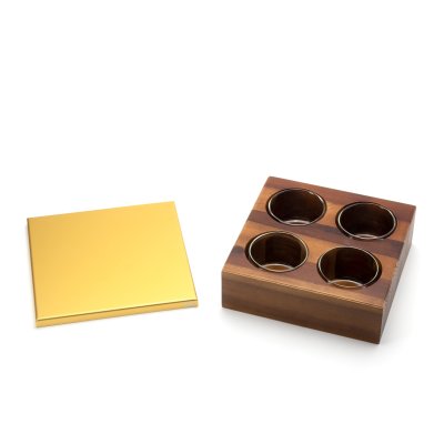 Набор для специй деревянная коробка с 4 емкостями 17х17 см KNIndustrie YELLOW BOX, акация