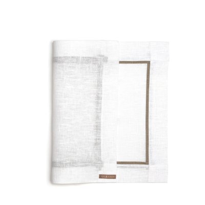 Набор салфеток сервировочных Linen Sky, 50x37 см, 2 шт, белый с серой окантовкой, лен
