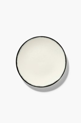 Комплект из 2-ух тарелок для хлеба/десерта Serax DE, D14 см, кремовый/черный вариант №1, фарфор