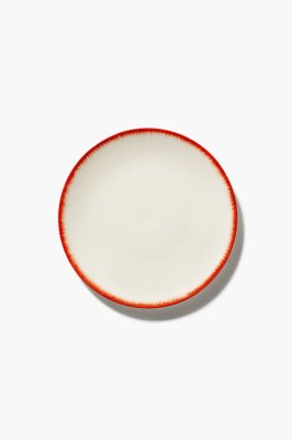 Комплект из 2-ух тарелок для хлеба/десерта Serax DE, D14 см, кремовый/красный, фарфор