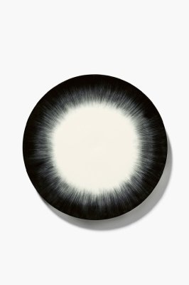 Комплект из 2-ух обеденных тарелок Serax DE, D24 см, кремовый/черный вариант №4, фарфор