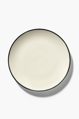 Комплект из 2-ух обеденных тарелок Serax DE, D24 см, кремовый/черный вариант №1, фарфор