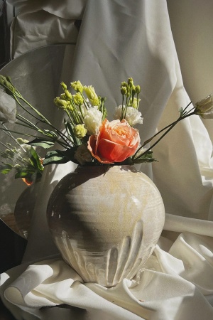 Ваза BONGO круглая декоративная для цветов и интерьера, H21 см, D12 см, керамика фото 1