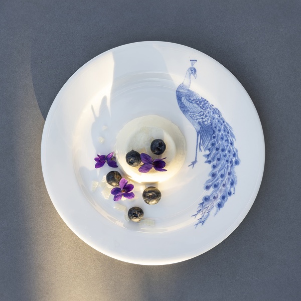 Тарелка десертная "Павлин" SchonhuberFranchi Shabbychic Collection, D21 см, белый/синий, фарфор