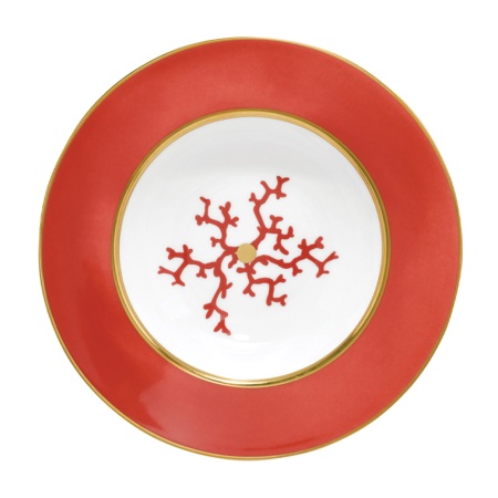Тарелка суповая с ободком Raynaud Cristobal Rouge, D21 см, белый/красный,  фарфор фото 1