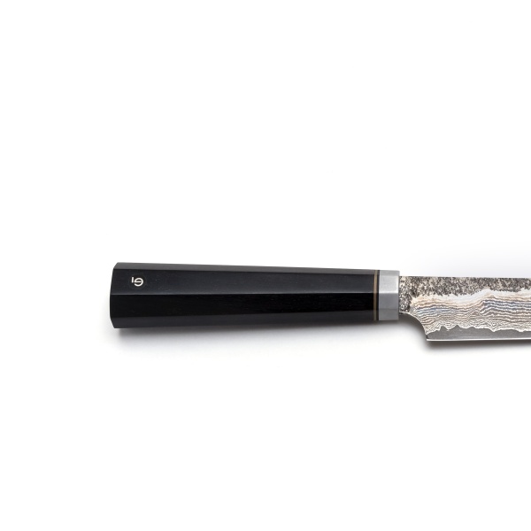 Нож-слайсер Береза Sujihiki, L230 мм, рукоять - чёрный граб, латунь, титан