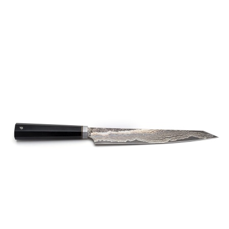 Нож-слайсер Береза Sujihiki, L230 мм, рукоять - чёрный граб, латунь, титан фото 1